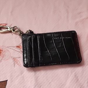 Black Croc-Embossed Card Holder Keychain